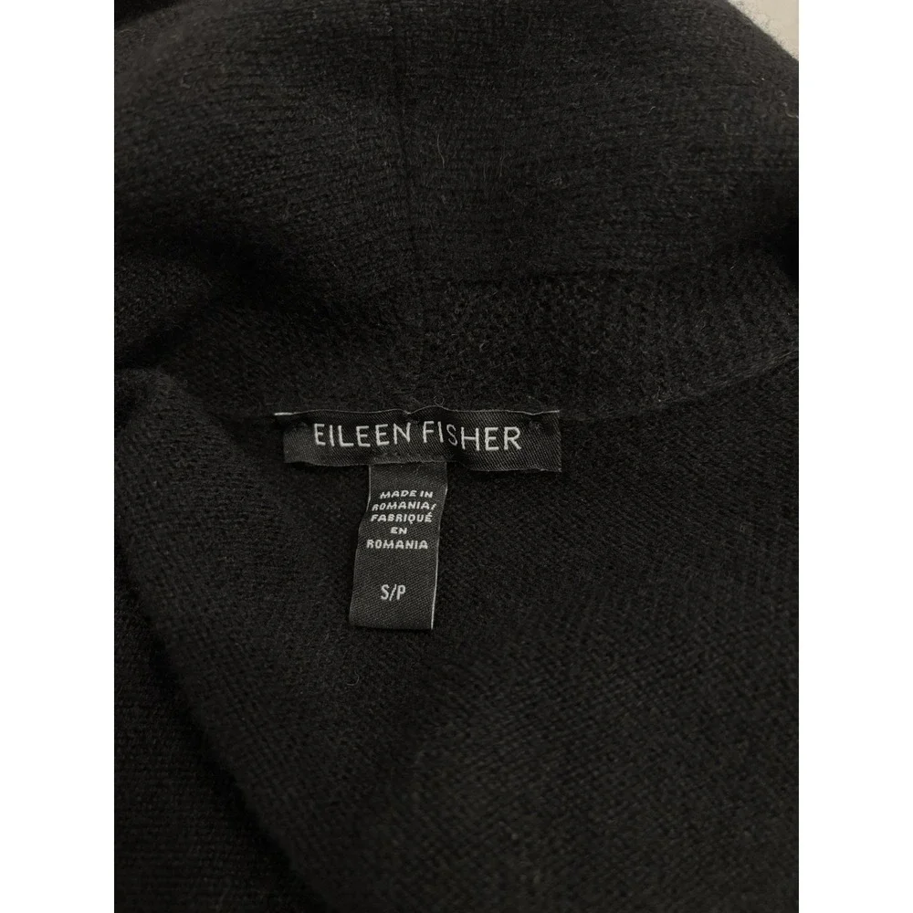 Eileen Fisher Wool/Wool Blend Cardigan Open Front Sweater Drop Sleeve Black Sz S